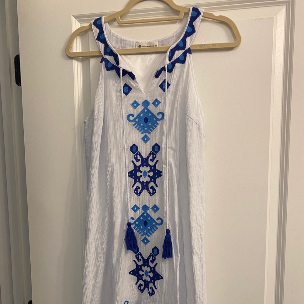 Blue and white dress